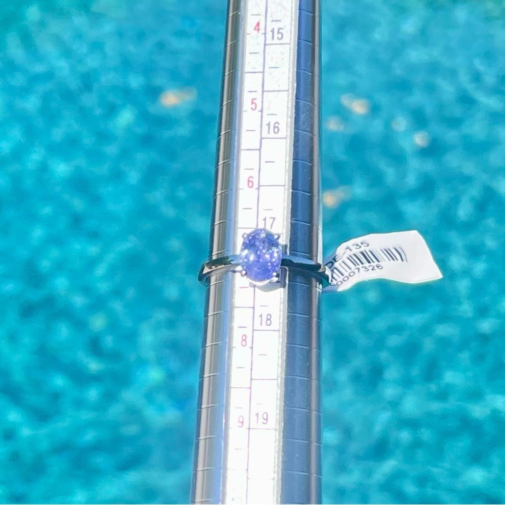 1 Carat Faceted Oval Natural Tanzanite Prong Set Ring In Sterling Silver Size 7